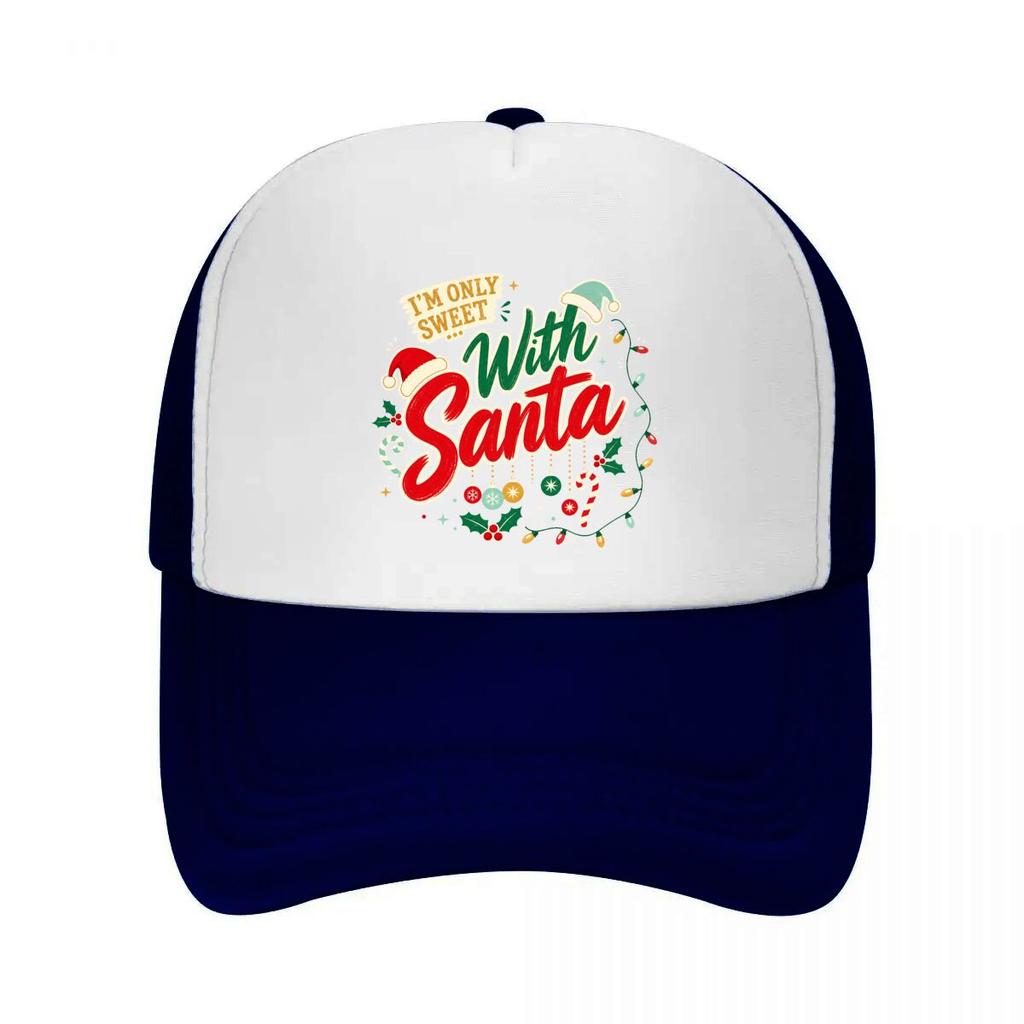 Sassy Christmas Santa Quote Typograp Mesh Baseball Cap Casual Hat Outdoor  For Womens Unisex FeUnisex