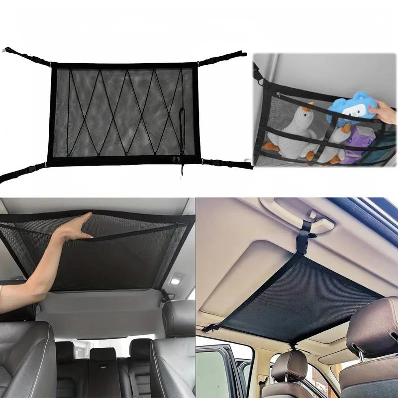 SUV Car Roof Cargo Net Storage Bag Breathable Mesh Ceiling Organizer Strong Load-Bearing Space Saving Interior Accessory Fit