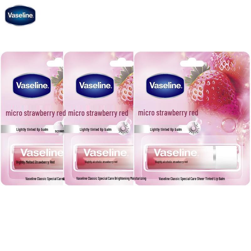 Vaseline Classic Lip Balm (Strawberry Red, 3-Pack)