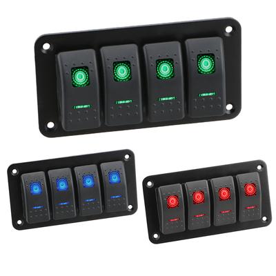 Auto Replacement Parts 4 Gang Car Switch Panel for Car Marine RV Caravan Interior Parts LED Light Boat Car Rocker Switch Control Switch Panel