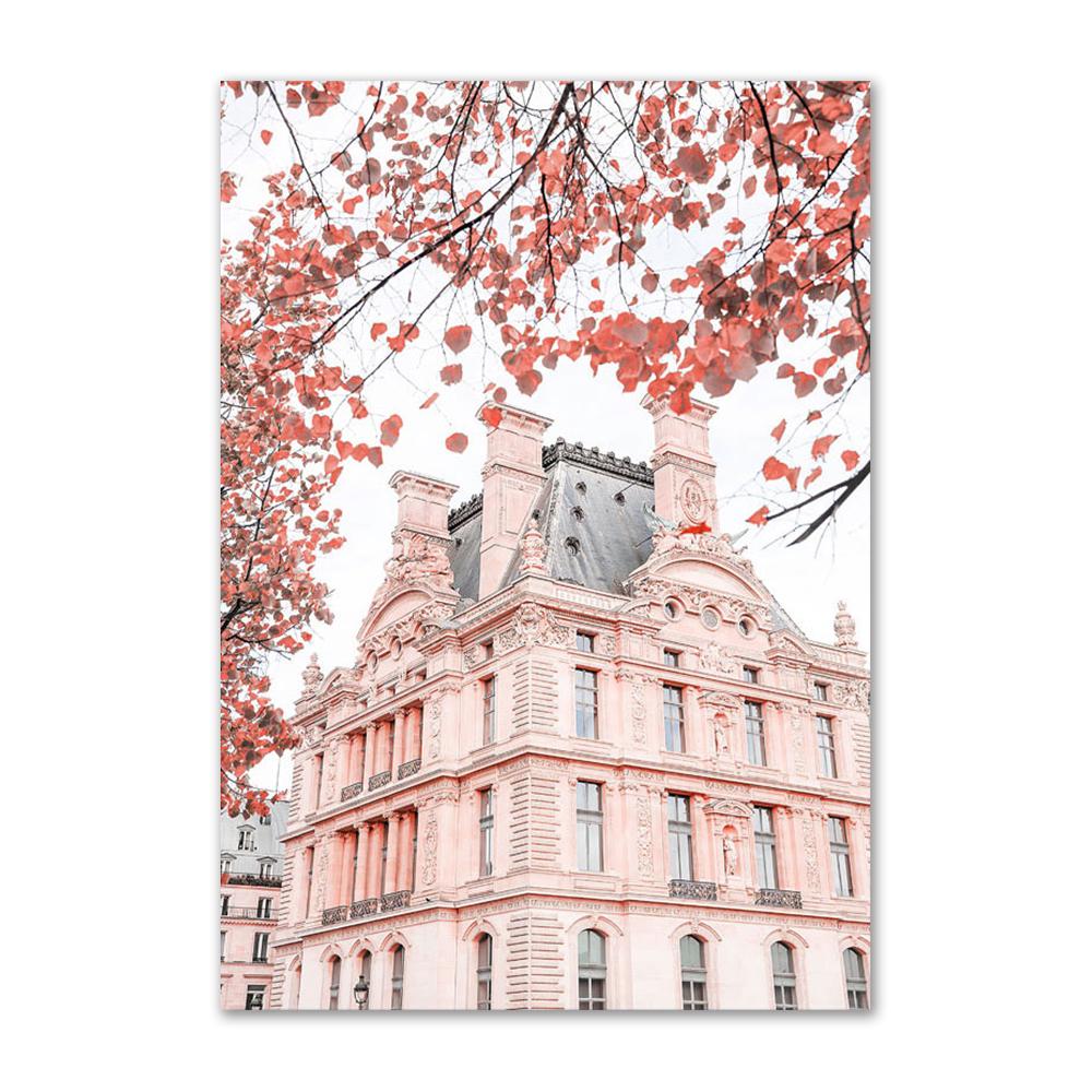 Rosa Blume Leinwand Malerei Wand Poster Und Drucke Retro Auto Fahrrad Paris Tower View Wand Kunst Bilder Für Wohnzimmer decor