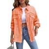 VAYLA Holes Raw-edges Denim Jacket Women Spring Autumn Shirt Style Jeancoat Casual Top Rose-Red Orange Purple Outerwear Lady Coat