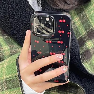 Vollbild kleine Kirsche Handyhülle Für iPhone 11 Hülle iPhone 13 15 16 12 14 Pro Max XR XS X 7 8 SE Stoßfest Glänzend Herz Abdeckung