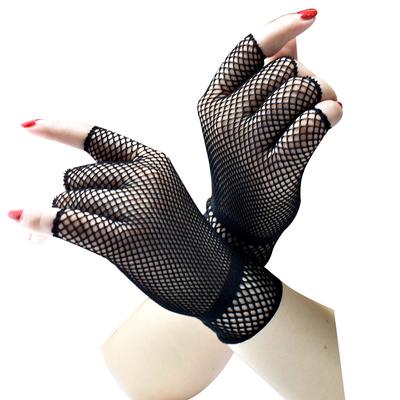 Halbfinger Stretch Kurze Netzhandschuhe Cooles Themenparty-Set mit Handschuhen für Männer und Frauen