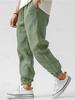 Men's linen pants summer breathable leggings beach straight pants solid color blended linen pants bundle legs