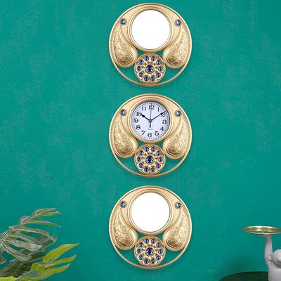 Moderne Dreifachuhr Antike Plastik-Dreifachuhr Hohl Dreidimensionale Wand Retro Zuhause Wohnzimmer Dreifach-Wanduhr