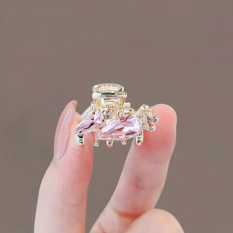 Mini Crab Metal Hair Clips Small Hair Accessories For Women Girl Pink Flower Bow Hair Pin Side Bangs Clip