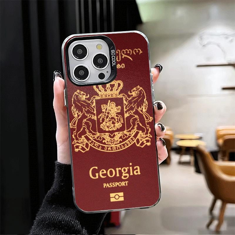 Georgia Passport Flag Shockproof Phone Case for iPhone 17 Air 16 16E 15 Pro Max 14 Plus 13 Mini 12 Back Cover Anti Fall Fundas