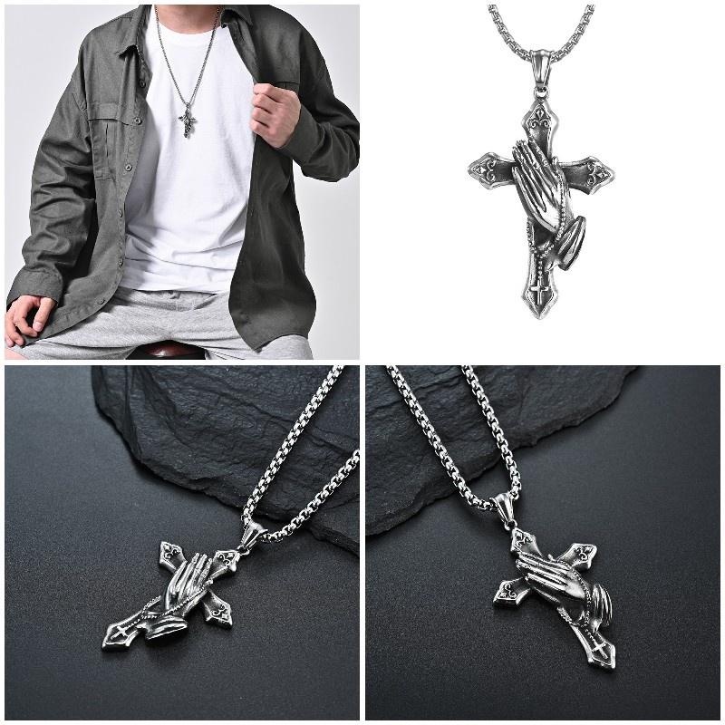 Mens Stainless Steel Jesus Christ Face Crucifix Cross Pendant Necklace Fashionable And Religious