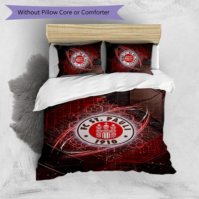 FC St. Pauli Football Printed 3 Pieces Bedding Set, Comfortable Skin Friendly Bedroom Duvet Cover Set