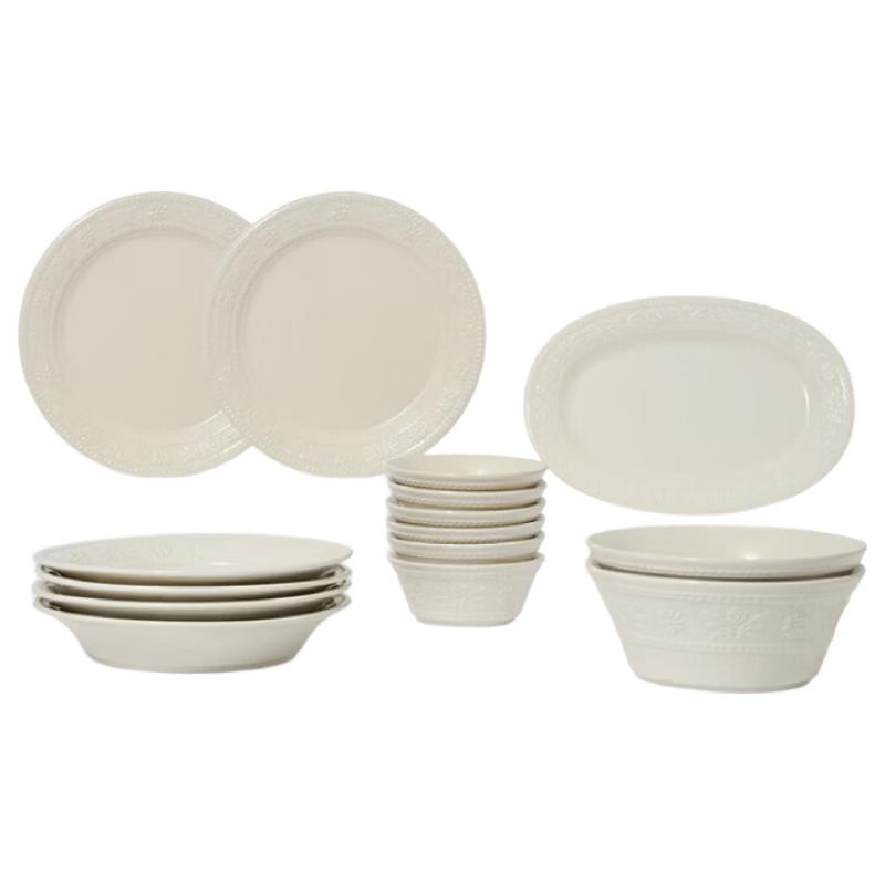 Керамический набор посуды Staub Daisy Oat White на 15 предметов