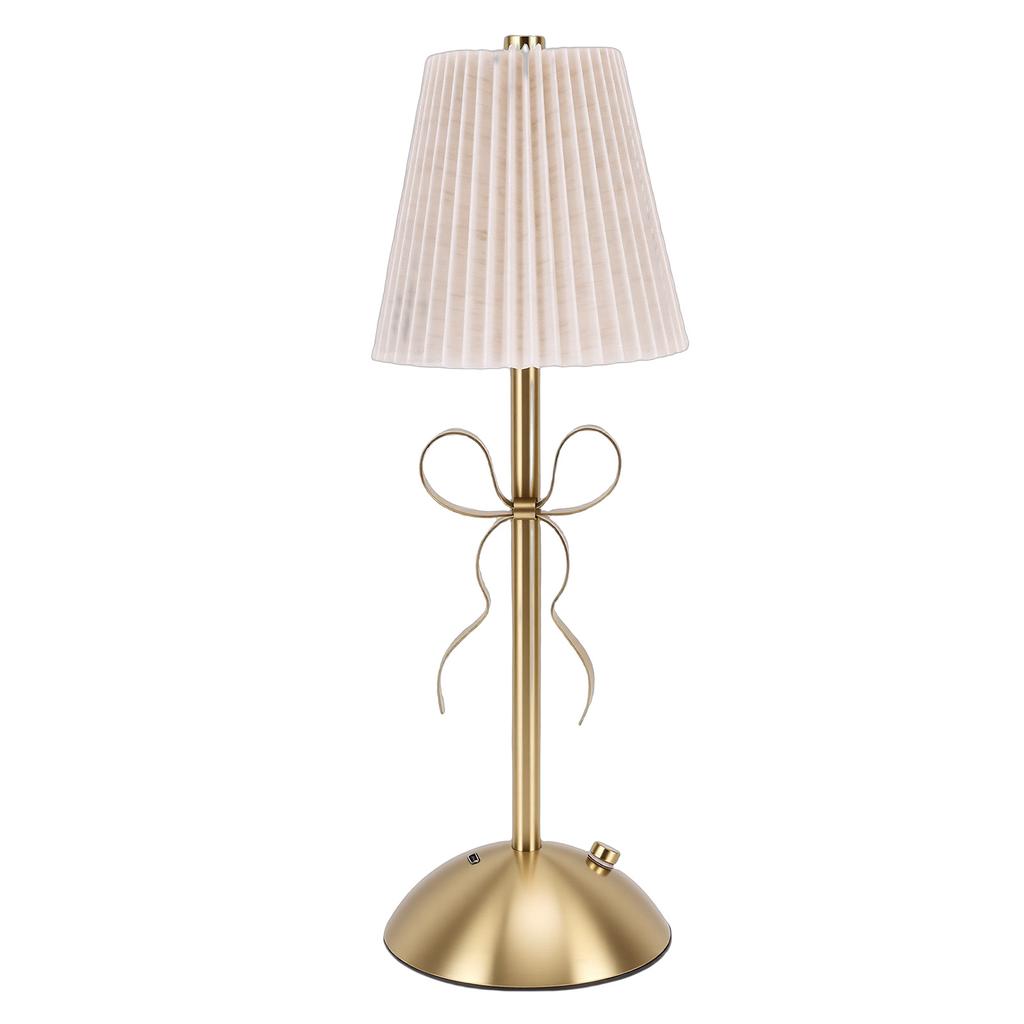 Fabric Bow Lamp Cordless Modern LED Bowknot Table Cute Nightlight Rechargeable for Bedroom