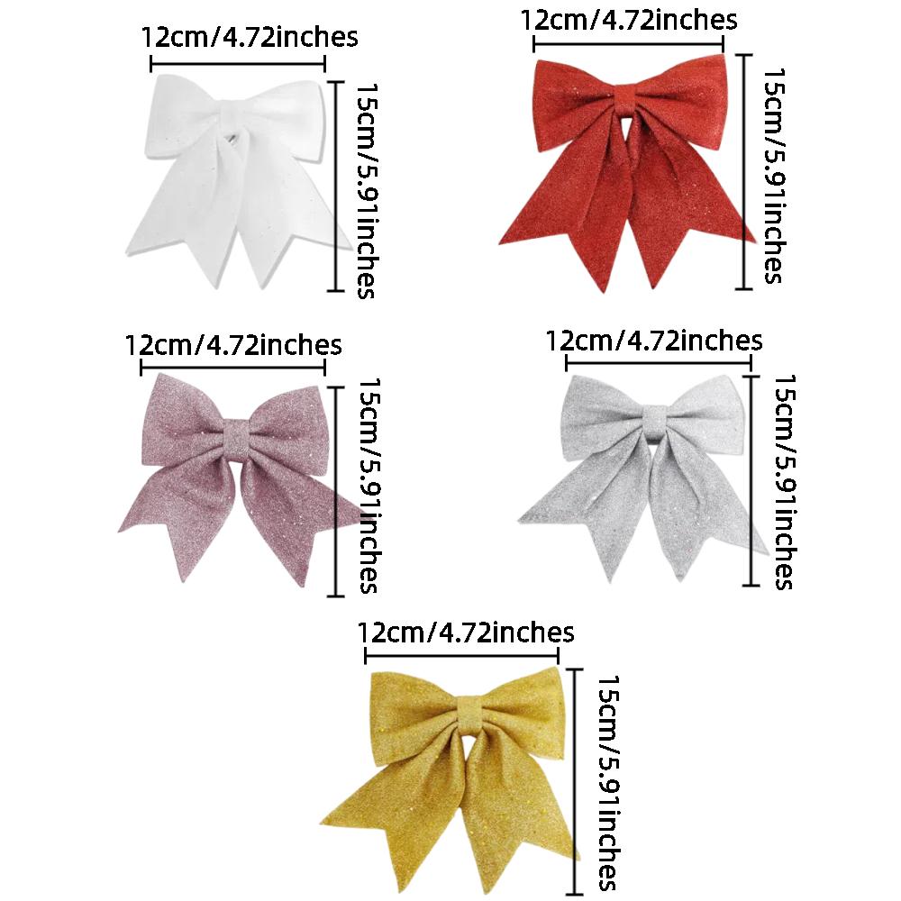 4pcs Christmas Sequin Bows, Xmas Wreaths Mini Bows Christmas Tree Bows Christmas Decorative Bows Ornaments New Year Festive