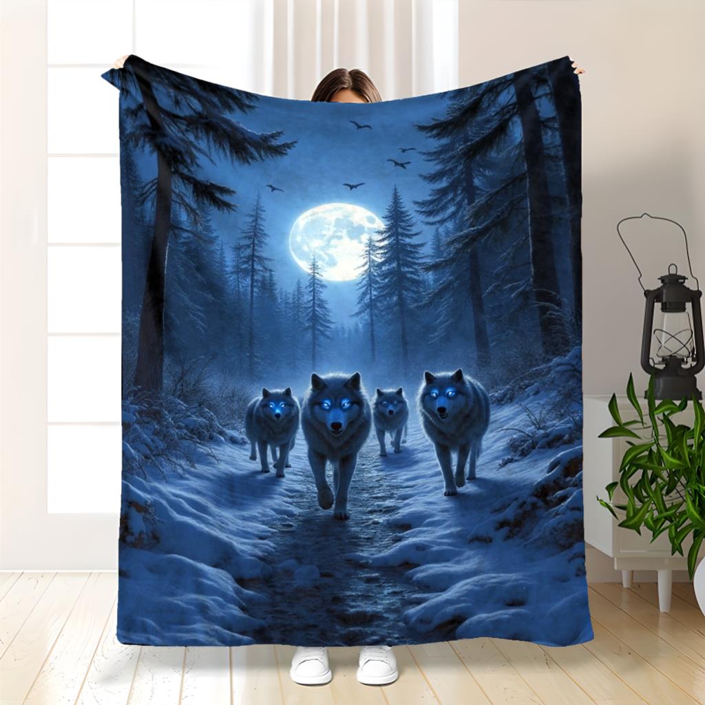 Wolf Portrait Blanket Mountain Forest Flannel Fleece Throw Blankets Cozy Luxury Sofa Bedspread Aesthetic Room Bedding Decor