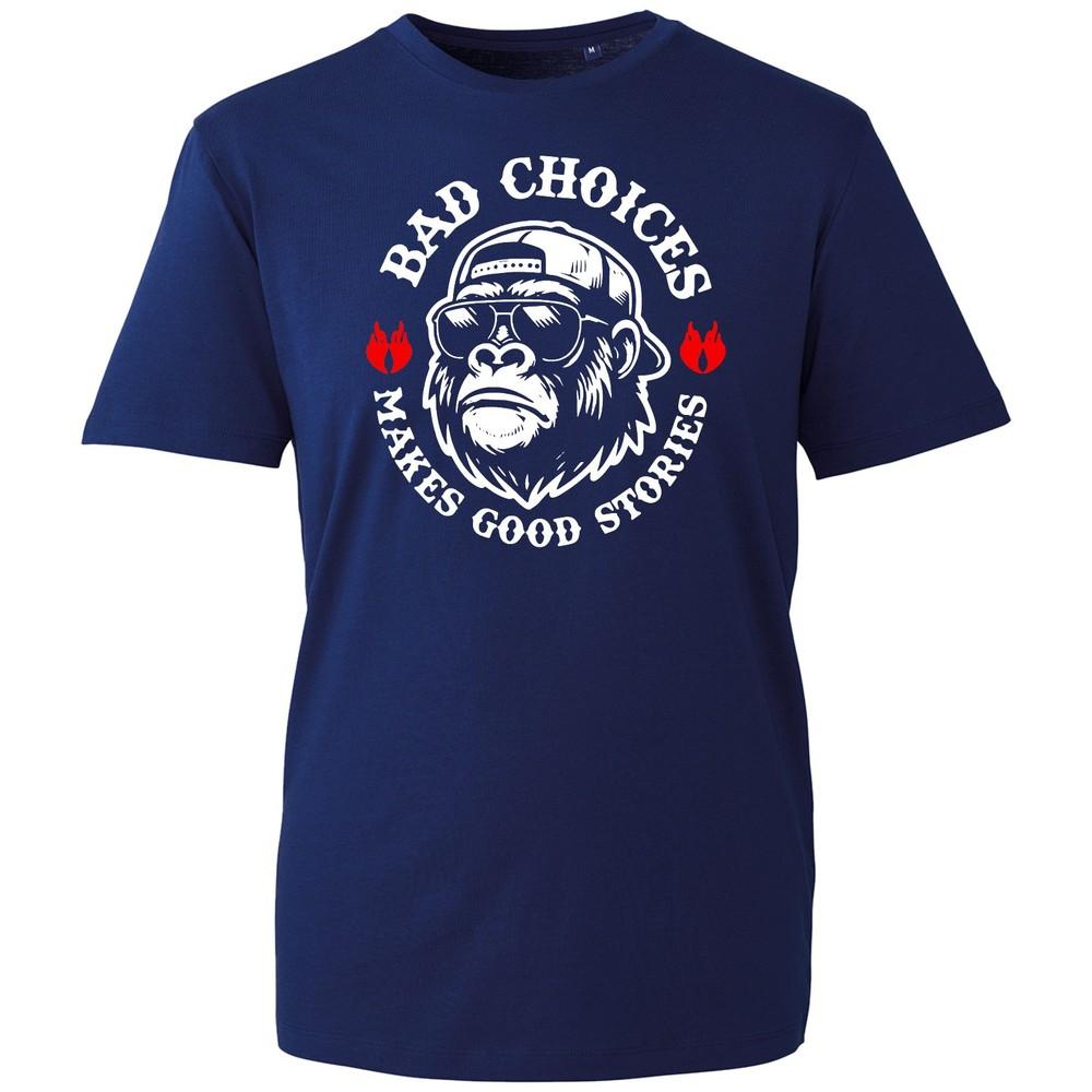 Monkey Bad Choices Make Good Stories Tshirt Vintage Funny Saying Unisex Tee S