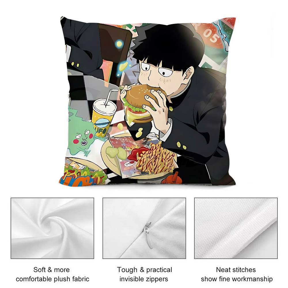 Funny A-Mob Psycho-S 100 Pillow Case Cushion Cover Soft Cute Throw Pillow Case For Car Sofa Pillowcase Polyester With Zipper