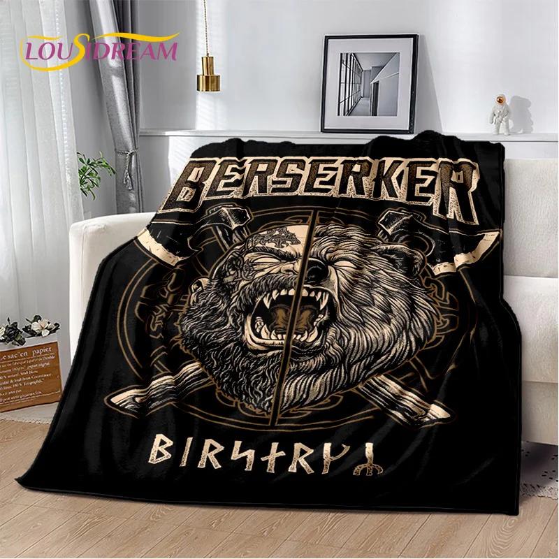 Retro Nordic Viking Mythology Odin Valhalla Blanket,Soft Throw Blanket for Home Bedroom Bed Sofa Travel Office Cover Blanket Kid