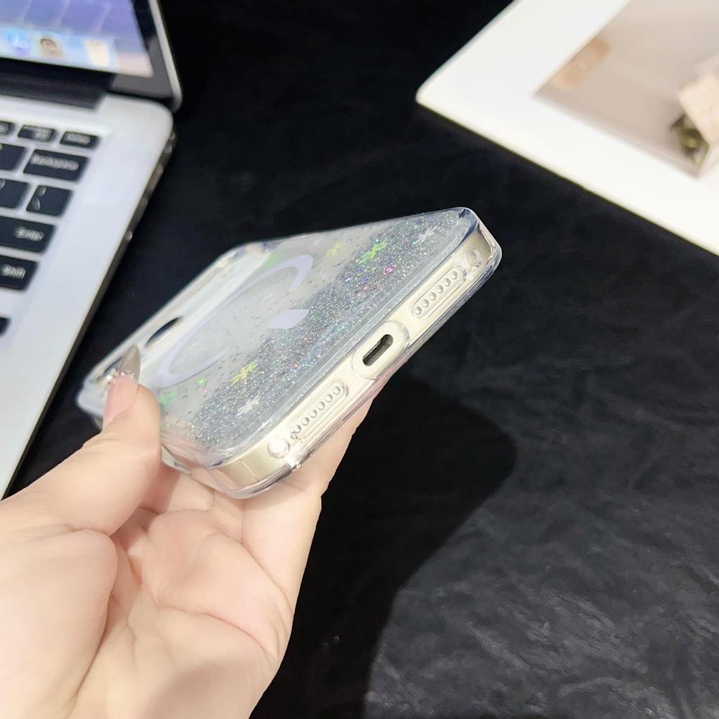 Epoxy Glitter Gradient Magnetic Case for iPhone 17 Pro Max, iPhone 15 & 16 Transparent Compatible.