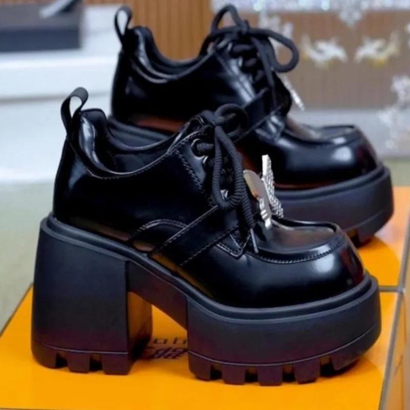 Dámské boty na platformě se skrytým podpatkem, nazouvací, s měkkou podrážkou, ležérní mokasíny, trendy černé, pohodlný hedvábný povrch