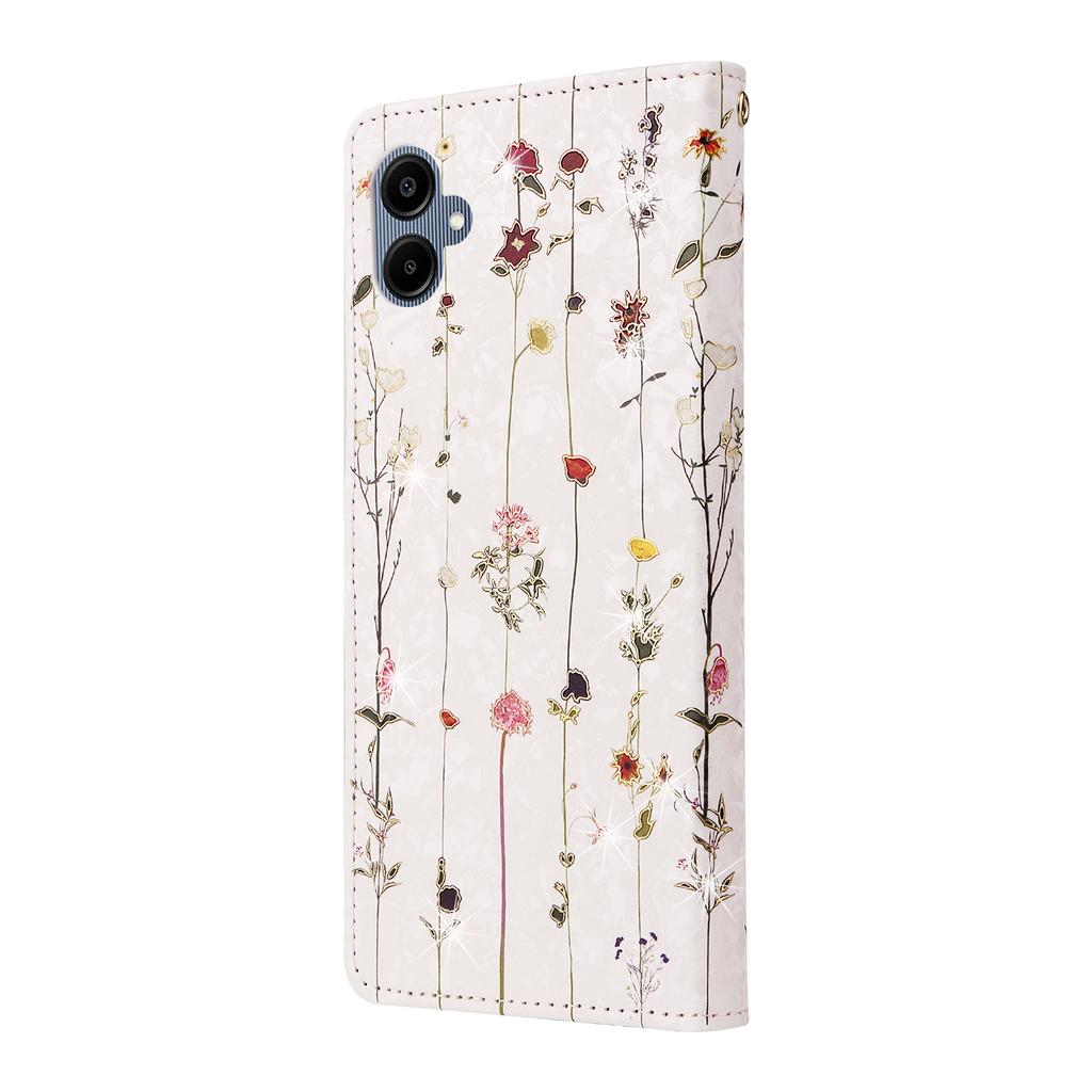 For Samsung Galaxy A07 4G/A06 4G/A06 5G Case RFID Blocking Flower Leather Phone Cover with Wrist Strap