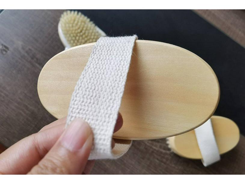 Portable Handheld Boar Bristle Bath Brush - Round Head Shower Back Scrubber