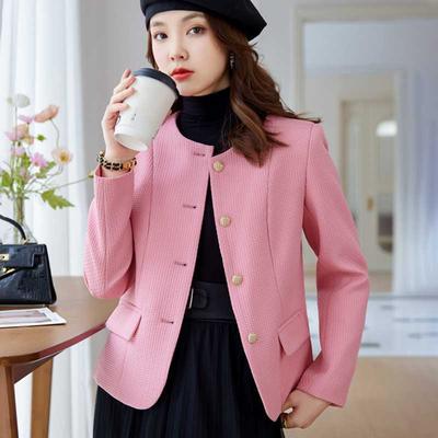 High Quality Fragrance Pink Suit Jacket Female Spring and Autumn New Small Celebrity Temperament Popular Small Suit