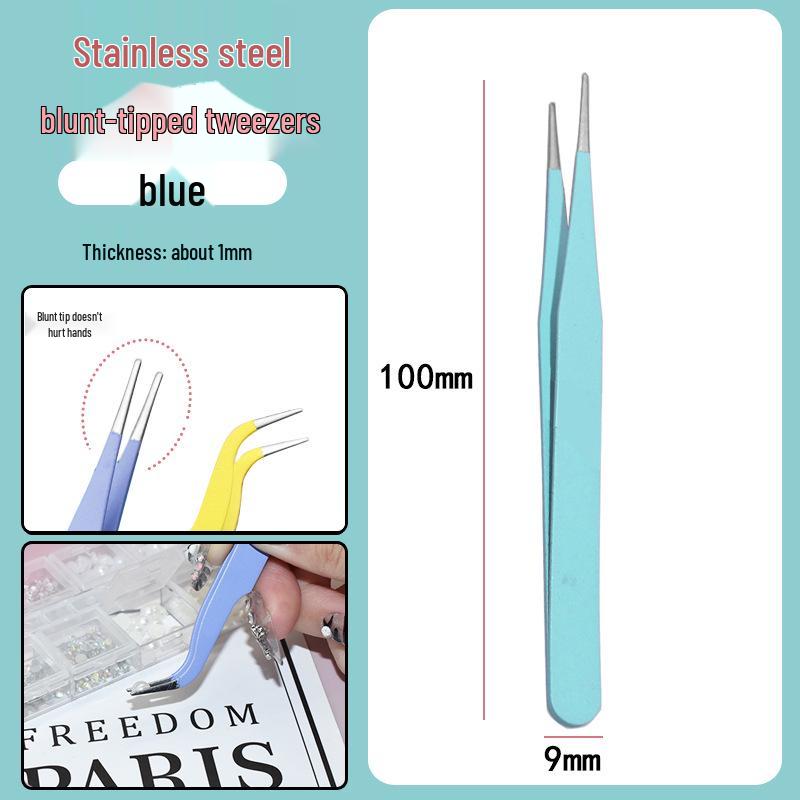 Colorful Stainless Steel Curved Tweezers for False Eyelashes and Planner Clips