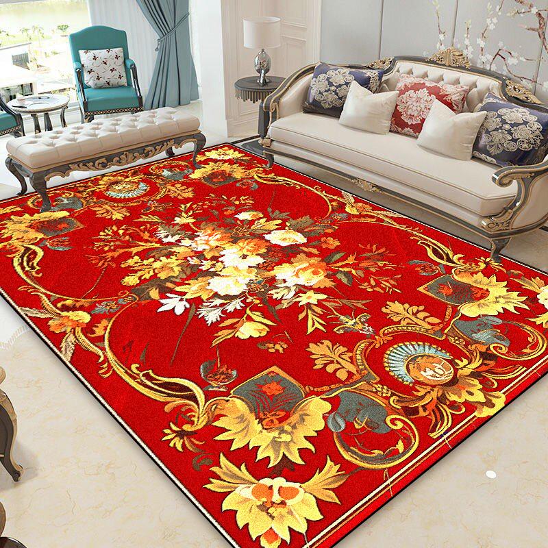

Persian Luxury Red Carpets Living Room Printing Home Decoration Large Area Soft Rugs 140x200 Bedroom Lounge Non-slip Floor Mats 60*90cm