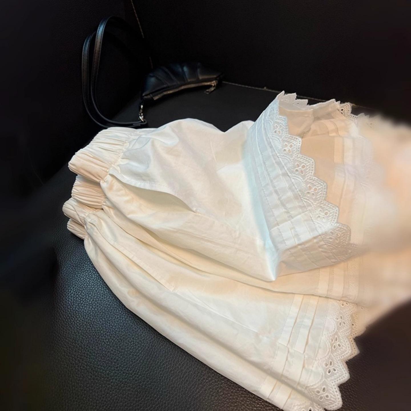 

Women s 2026 White Lace Wide-Leg Casual Pants - Slimming, Petite Fit for Autumn Large