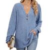 Loose Long Sleeve T-shirt Brushed Solid Color Women's Fall Winter New Leisure Ribbed Button