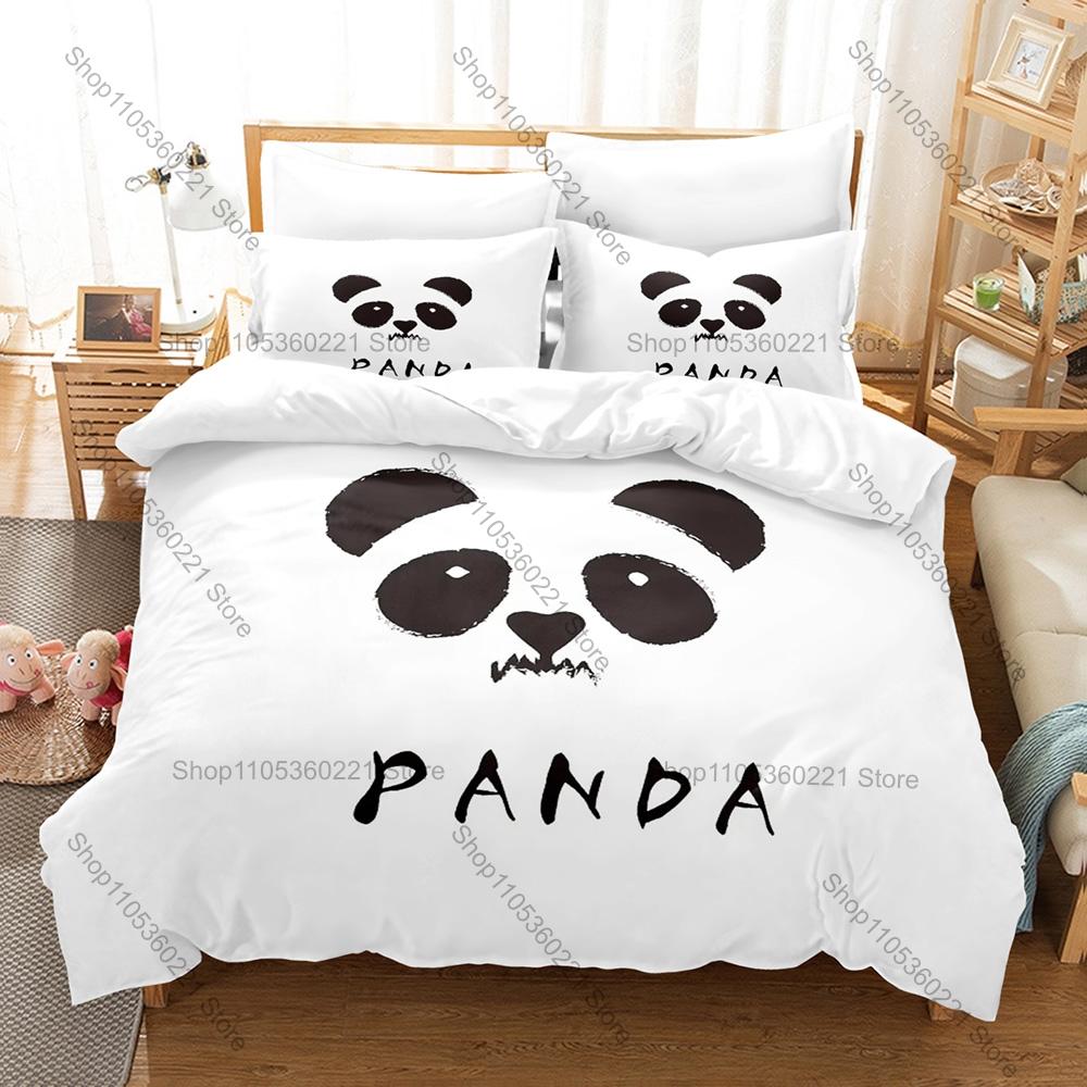 Animal Themed Bedding Set, Duvet Cover & 2 Pillowcases, Adorable Panda Design Comfortable Home Bedding Supplies