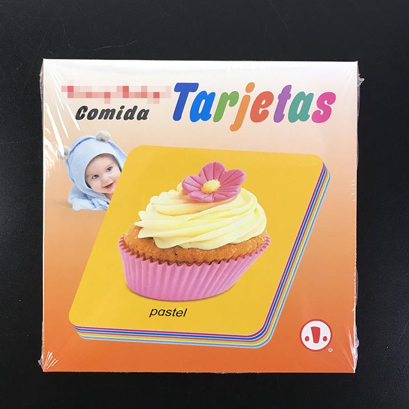 Kids Cognitive Spanish Cards Fruit/Letter/Number/Shape/Animal/Color Baby Learning Word Card Preschool Education Montessori Gifts