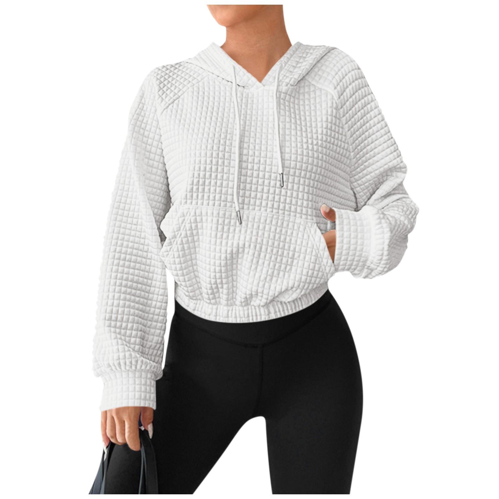 

Женская повседневная модная толстовка с капюшоном, однотонная толстовка с карманами XXL белый