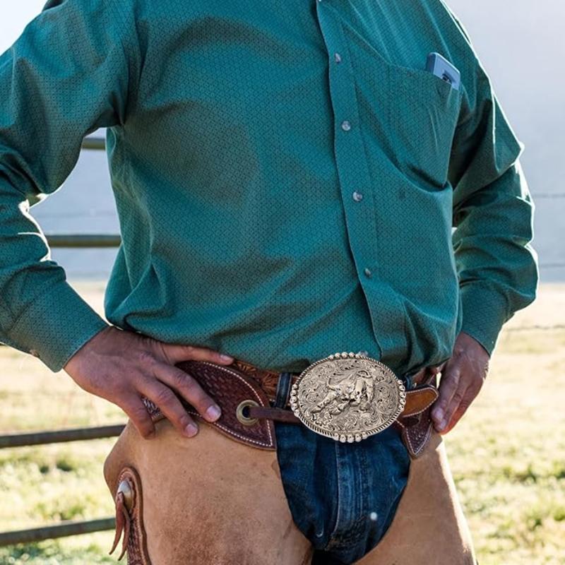 Boucles de ceinture en alliage métallique pour hommes,accessoires de ceinture faits à la main, bricolage, Style Cowboy occidental Rock
