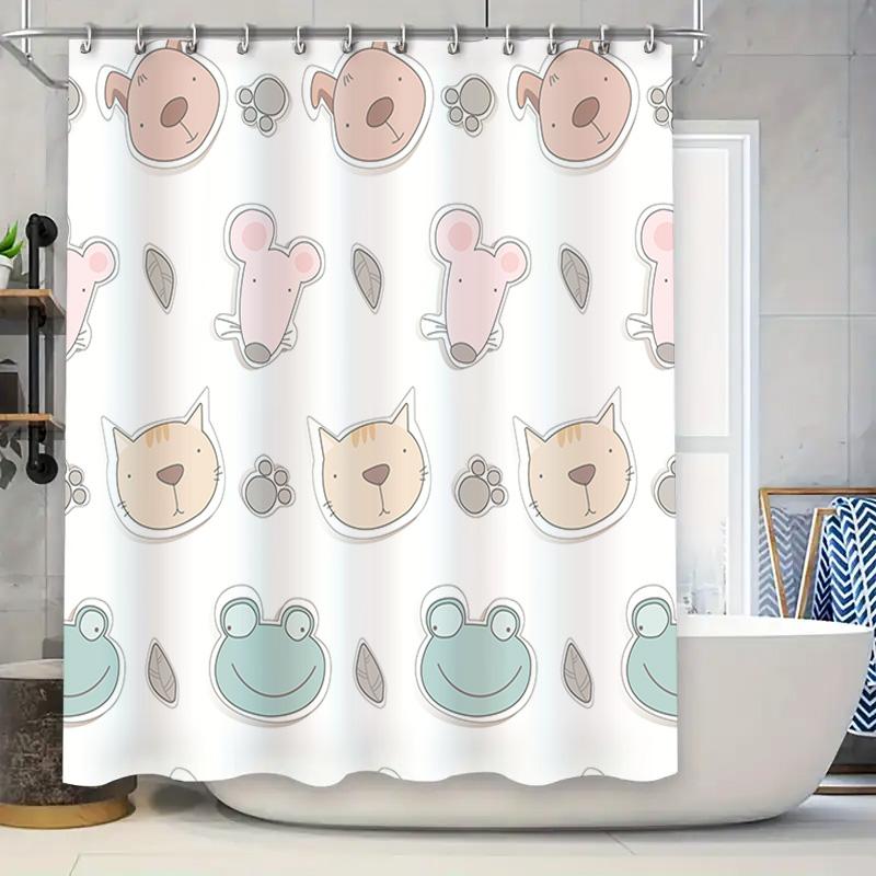 

Animal Pattern Shower Curtain Set Home Decor Bathroom Decor Waterproof Printed Fabric Shower Panels for Kids Bathrooms 90x180cm
