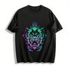Levendige Brullende Leeuwenkop Print Casual Losse Ronde Hals T-shirt Puur Katoen T-shirt