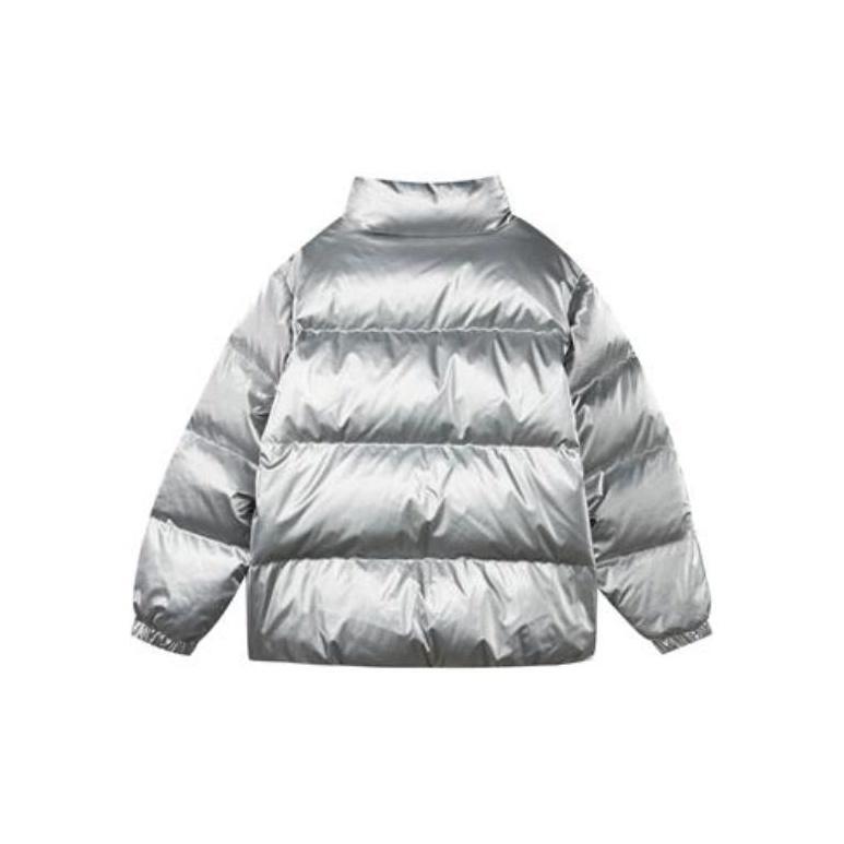 Skechers Down Jacket Reflective Zipper Casual Kids Outerwear Reflective-Silver P422B056