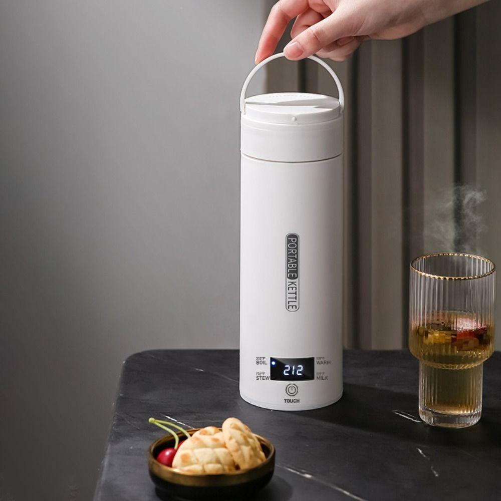 Portable 500 ML Electric Kettle Fast Heat LCD Display Heating Water Bottle Anti-Scald Leak-proof Thermos Flask Tea