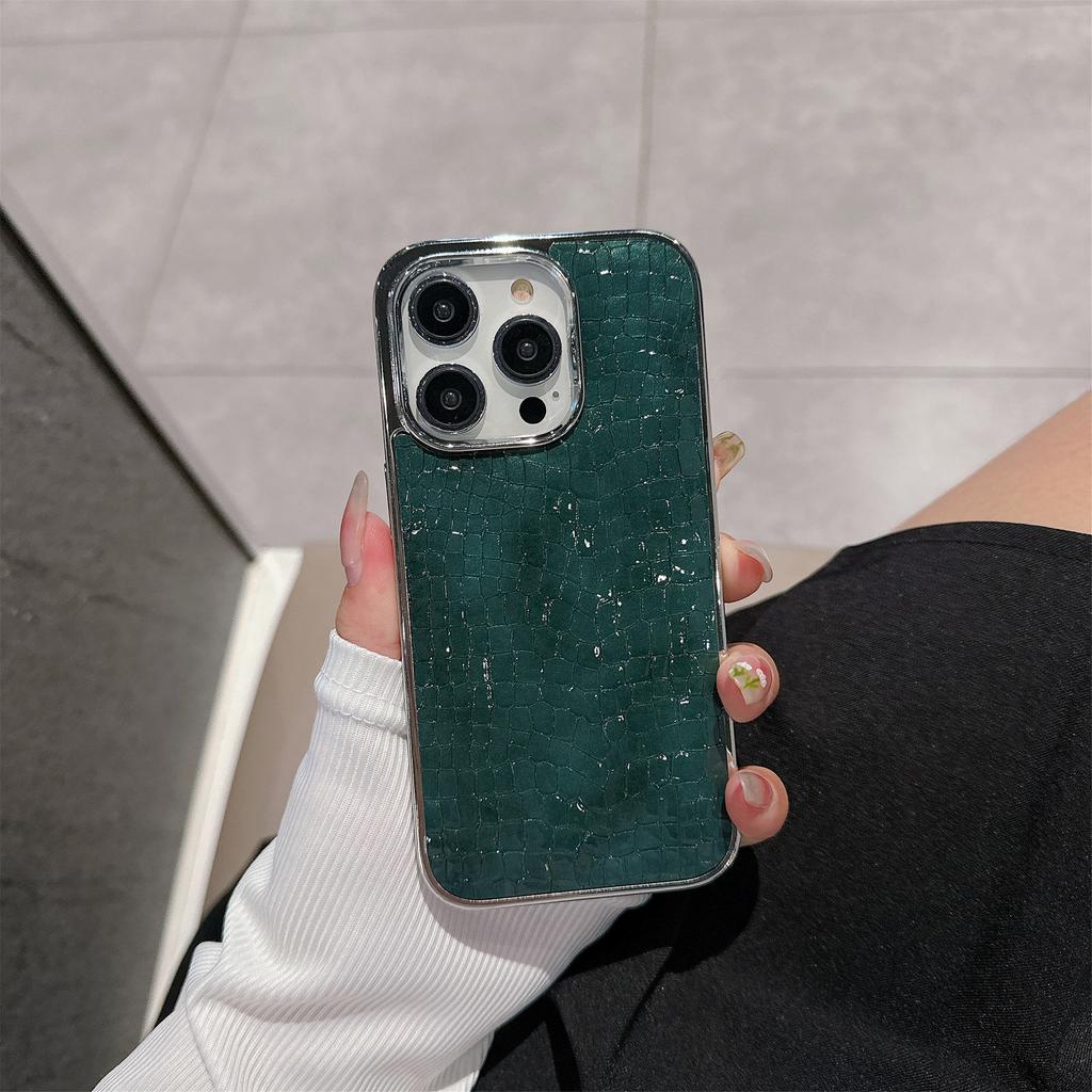 Візерунок крокодила для чохла мобільного телефону IPhone 17 з відчуттям високого класу для IPhone 14pro Гальванізована оболонка Шкіряний візерунок Протиударний захисний чохол