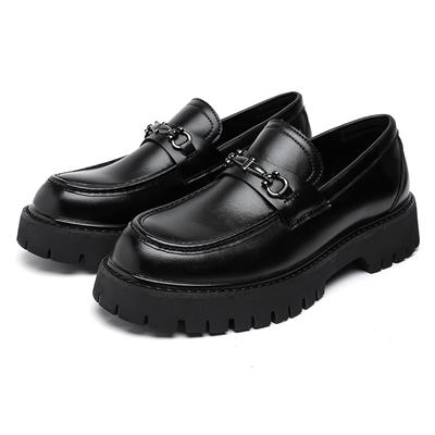 Britisches Stil Metall Schnalle Loafers Herren Dicksohlige Hochzeitsschuhe Neue Formelle Business Komfortschuhe Slipper Leder Freizeitschuhe