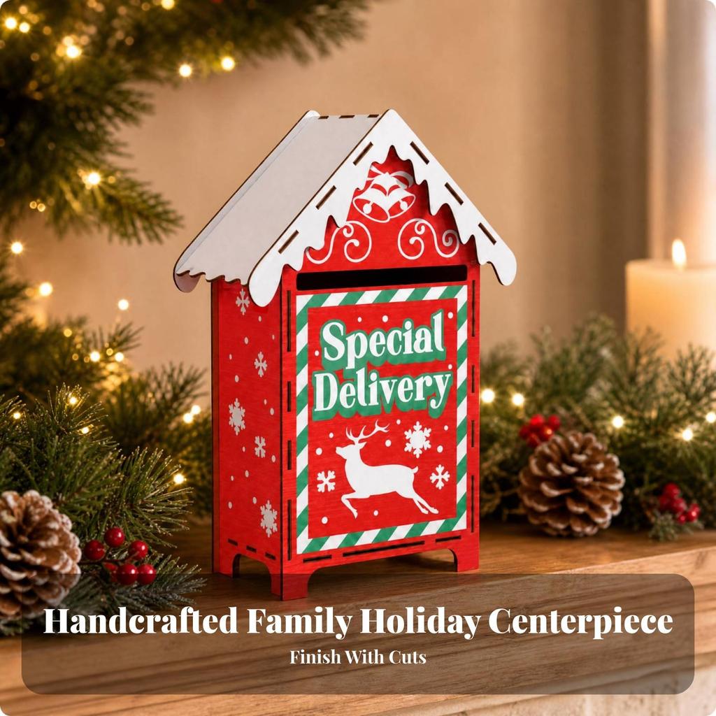 Freestanding Wooden Christmas Mailbox Long-Lasting Santa