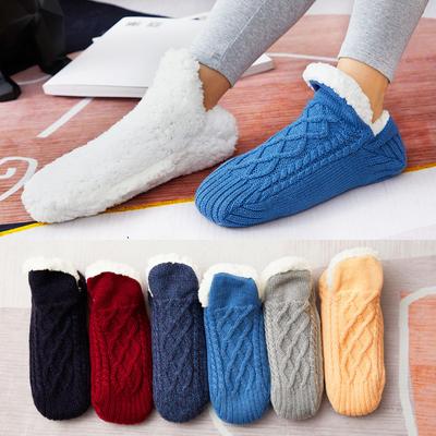 Chaussettes de sol chaudes et super douces pour hommes et femmes, doublées de polaire pelucheuse, avec pinces, pantoufles, chaussures de sol, hiver