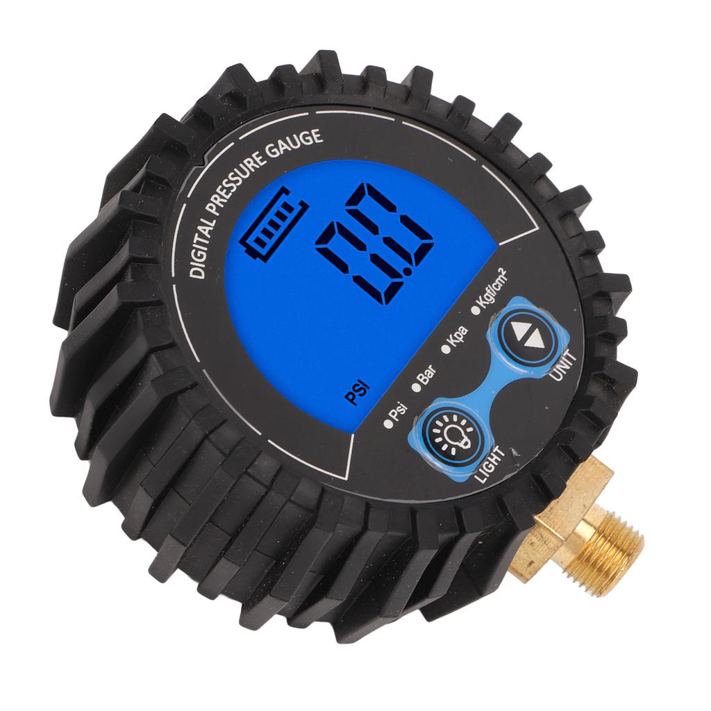 Digital Tire Pressure Gauge LCD Display Four Unit 3‑200PSI Wheel Tyre Air Inflator Monitoring Tester M11x1 Thread Blue