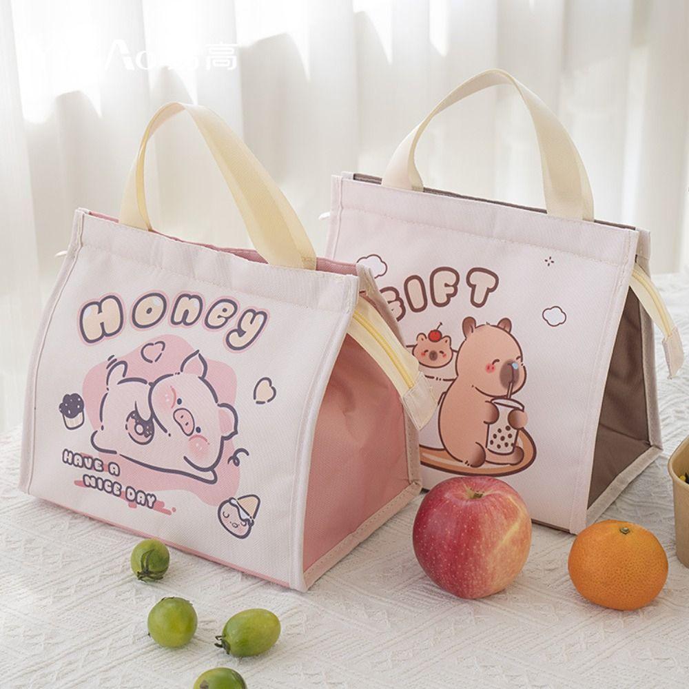 Oxford Capybara Lunch Bag Large Capacity Portable Lunch Box Simple Canteen Bag  BBQ Meal