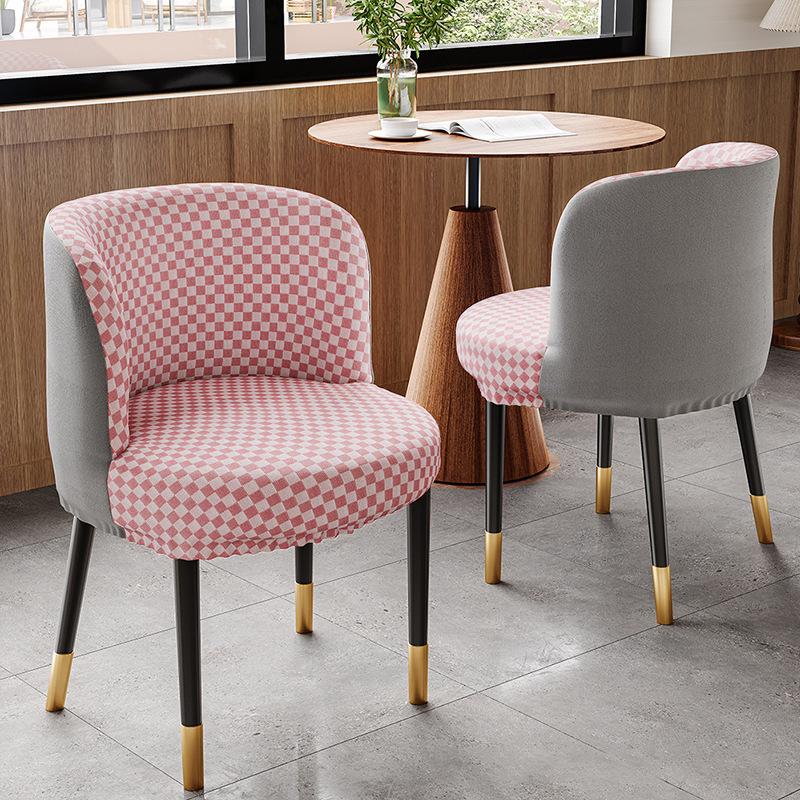 Ice Silk Semi-Circular Chair Cover Short Back Dining Chair Cover Curved Chair Protector for Kitchen Hotel Elastic Seat Cover New