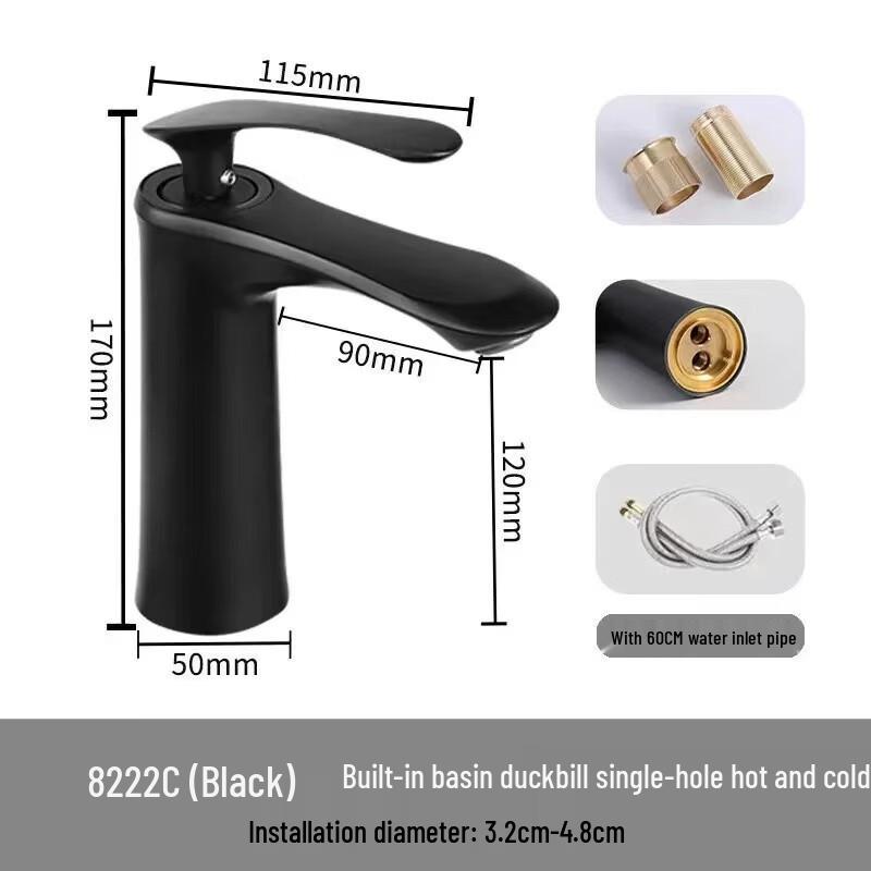 TLXT Black Bathroom Basin Faucet