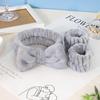 Coral Fleece Bowknot Hairband & Wristband Set for Women