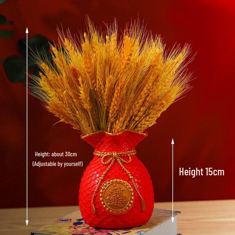 Goldene Weizen Geldsack Vase - Desktop-Ornament für drinnen für neues Zuhause oder Büro
