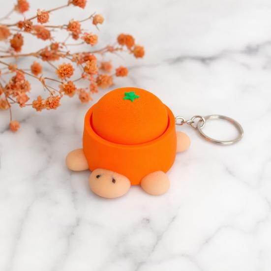 Keychain Pendant, Cartoon Turtle Design 3D Printed Food Keychain, Stress-Relief Buttons Finger-Clicking Keychain