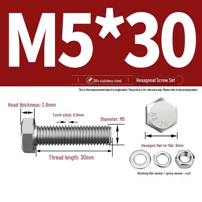 Yishuxiang 304 Stainless Steel Hex Head Fastener Kit